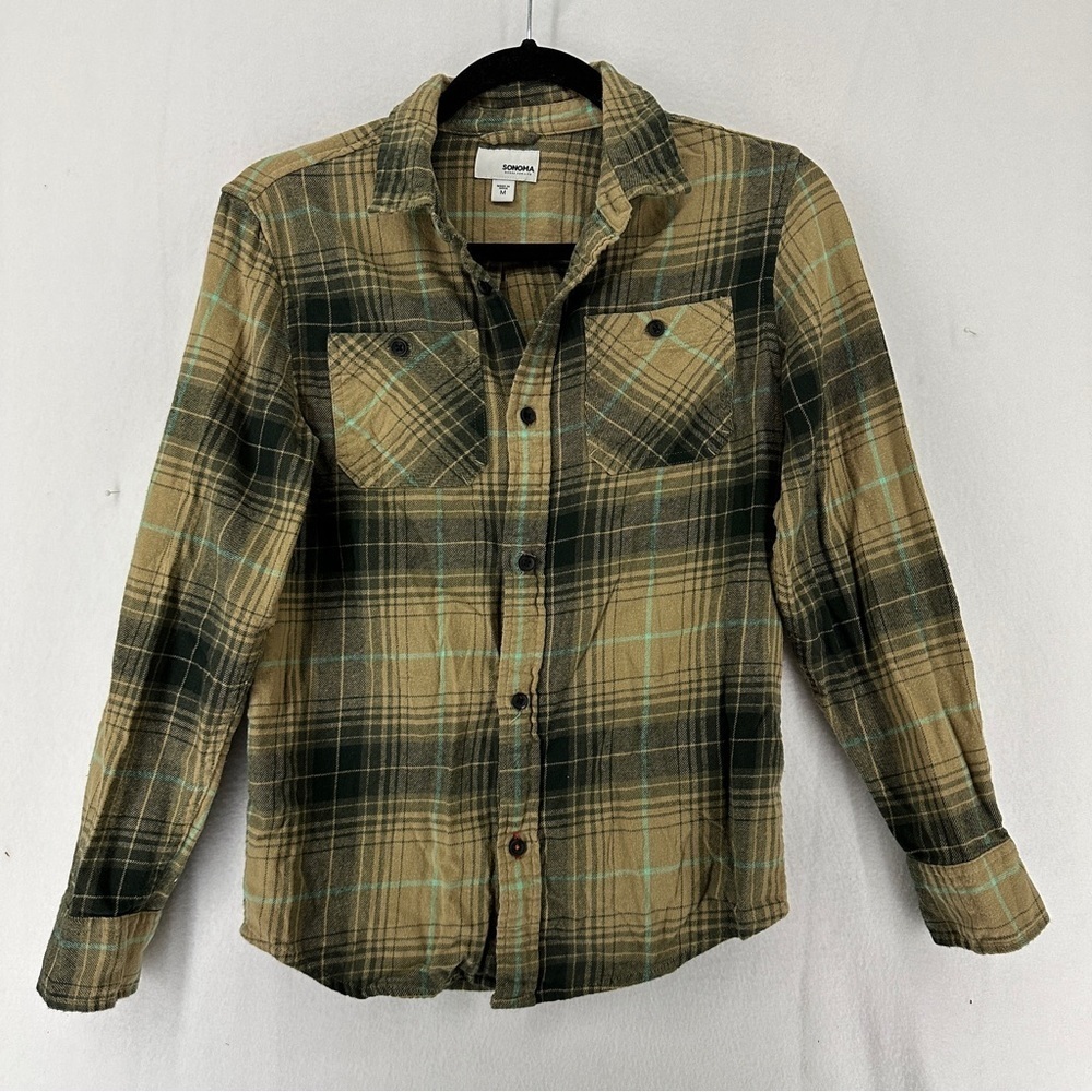 Sonoma Button Down Long Sleeve Flannel Shirt Youth Size M